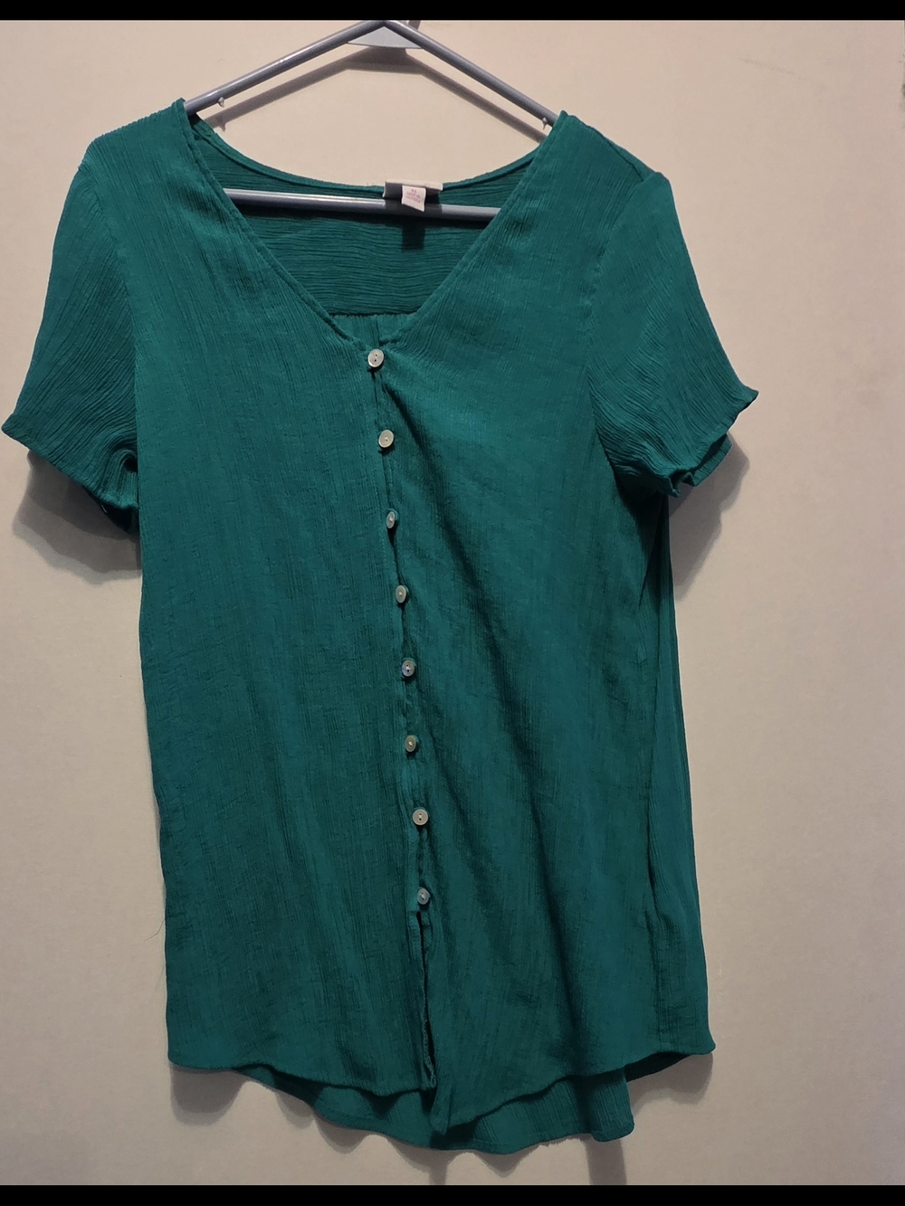 LuLaRoe Teal Short Sleeve Button-Front Top